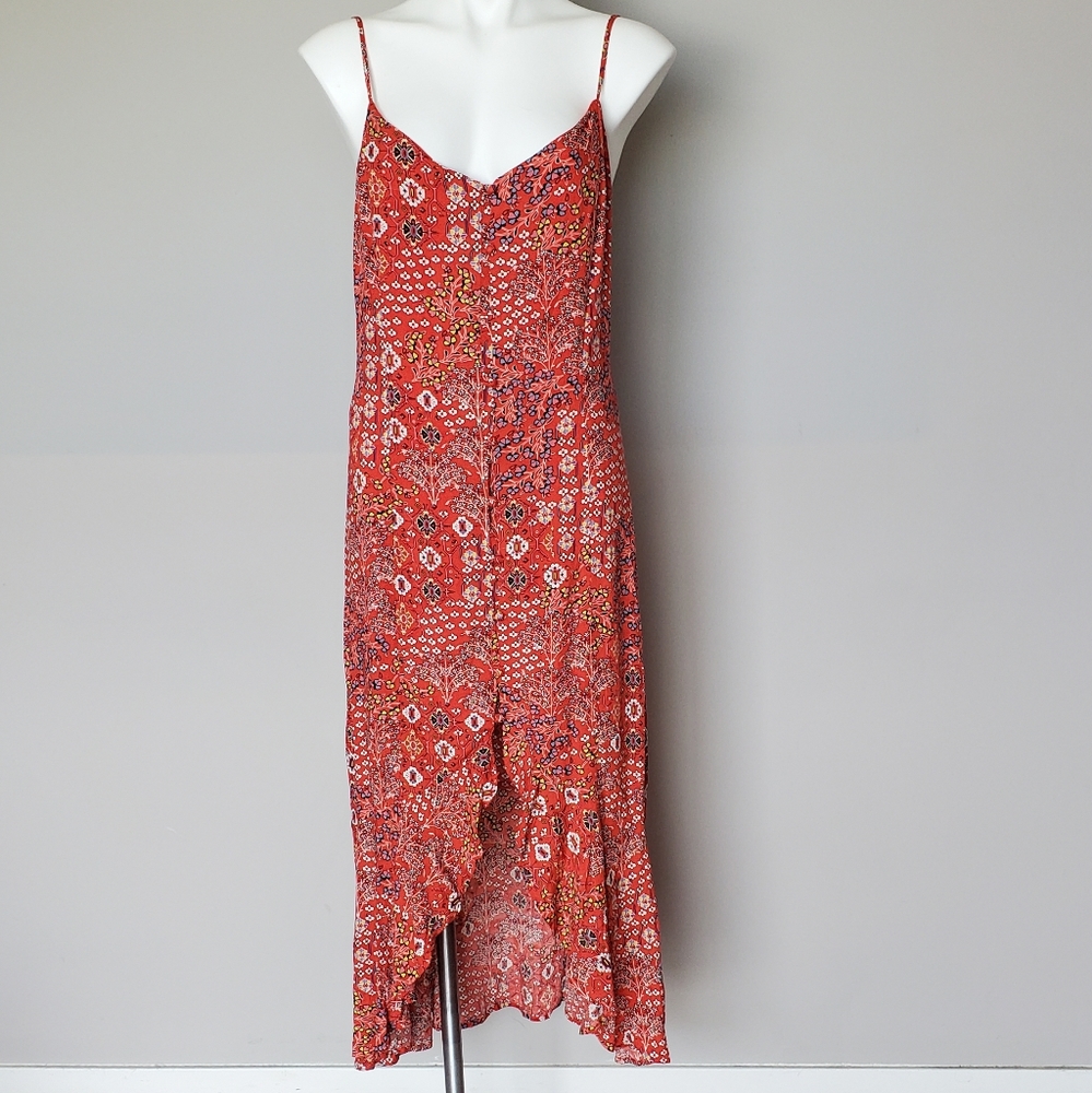 Anthropologie Abel the Label Lola Red Floral Boho Dress Size L